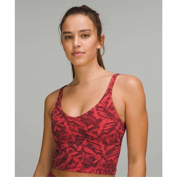Lululemon Align Cropped Tank Top In Spray Leaf Fireside Red Multi Size 2 - Picture 4 of 11